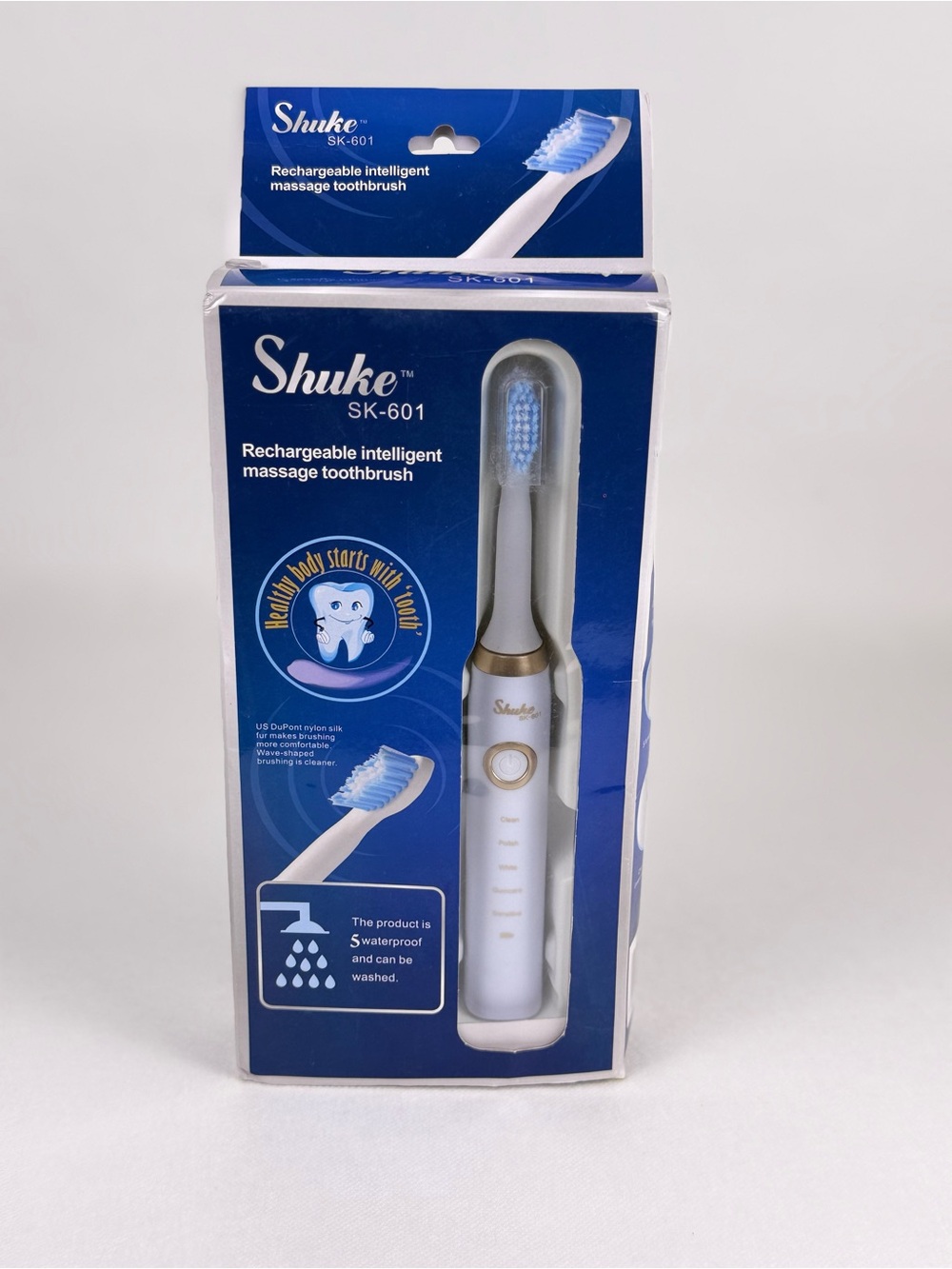 SK-601 Rechargeable Electric Toothbrush - White & Blue